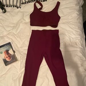 Joy Lab RIBBED Workout Set (Maroon) Size M